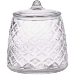 Gifi Aménagement Salle De Bain^Pot à coton verre transparent Ø10xH12cm