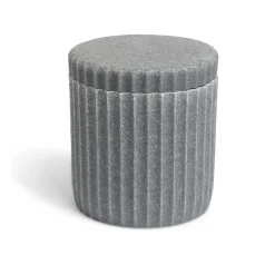 Gifi Aménagement Salle De Bain^Pot à coton Ø9x10cm plastique effet ciment gris
