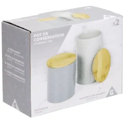 Best Gifi Pot de conservation design carreau de ciment et point relief x2