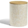 Best Gifi Pot de conservation 1,6L grès motif feuillage couvercle bambou Ø12xH14,5cm