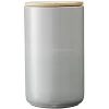 Best Gifi Pot en céramique gris avec couvercle en bois H16,5 cm
