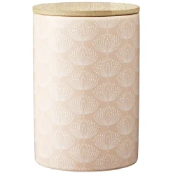 Outlet Gifi Pot en céramique à motif rose avec couvercle en bois H14 cm