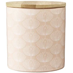 Best Gifi Pot en céramique à motif rose avec couvercle en bois H10,5 cm