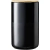 Outlet Gifi Pot en céramique noir avec couvercle en bois H16,5 cm