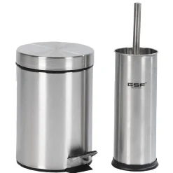 Gifi Aménagement Salle De Bain^Poubelle salle de bain 3 L et brosse WC gris
