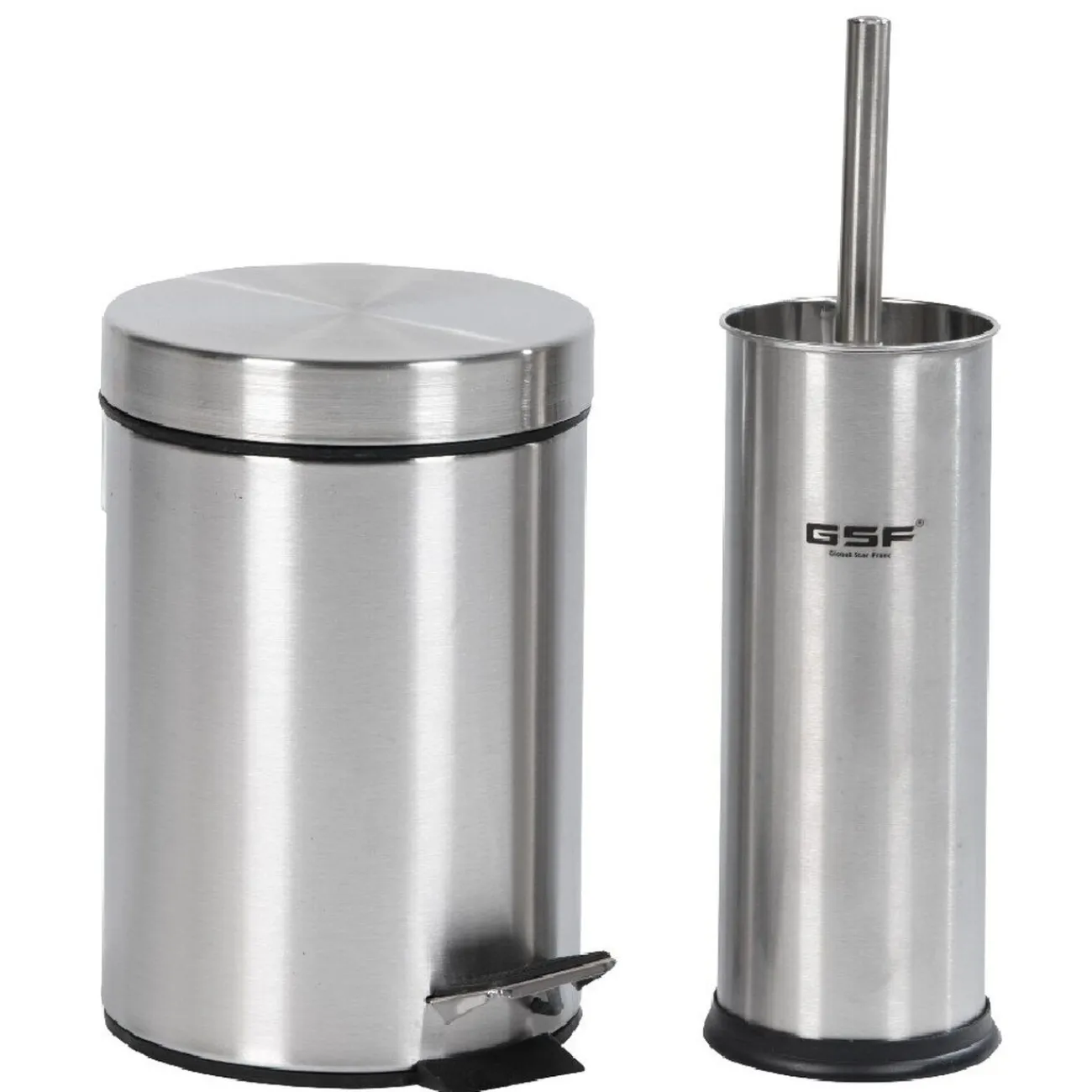 Gifi Aménagement Salle De Bain^Poubelle salle de bain 3 L et brosse WC gris
