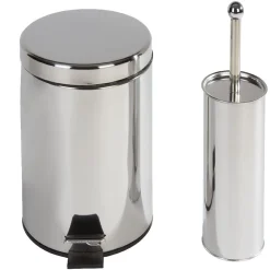 Gifi Aménagement Salle De Bain^Poubelle salle de bain 5 L et brosse WC gris