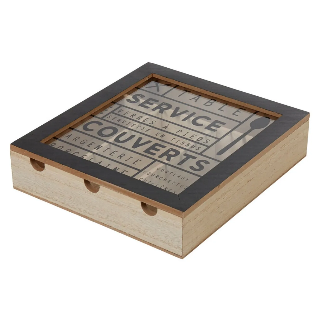 Hot Gifi Range couvert mdf naturel couvercle transparent imprimé noir
