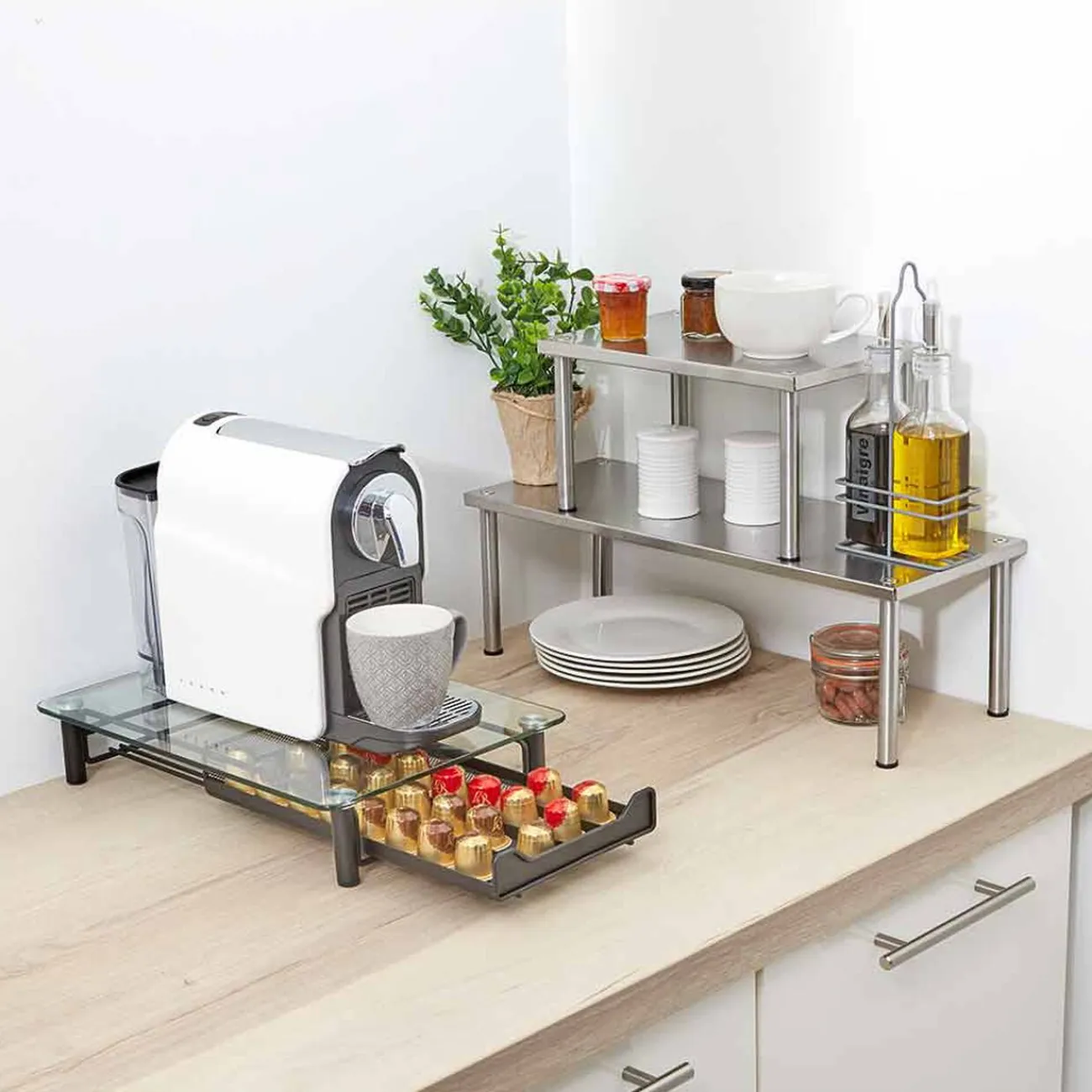 Hot Gifi Range dosette plateau en verre tiroir inox noir