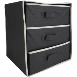 Gifi Rangement|Rangement dressing 3 panières noir et gris