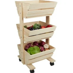 Online Gifi Resserre légume en bois 3 niveaux à roulettes