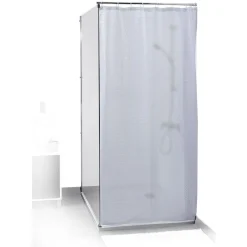 Gifi Equipement Douche^Rideau de douche motif carré blanc opaque 180xH200cm