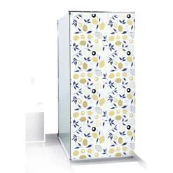Gifi Equipement Douche^Rideau de douche motif citron jaune et bleu Sunflow 180xH200cm