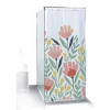 Gifi Equipement Douche^Rideau de douche motif floral et feuillage bleu vert rouge 180x200cm