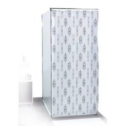 Gifi Equipement Douche^Rideau de douche motif graphique blanc noir 180x200cm 100% polyester