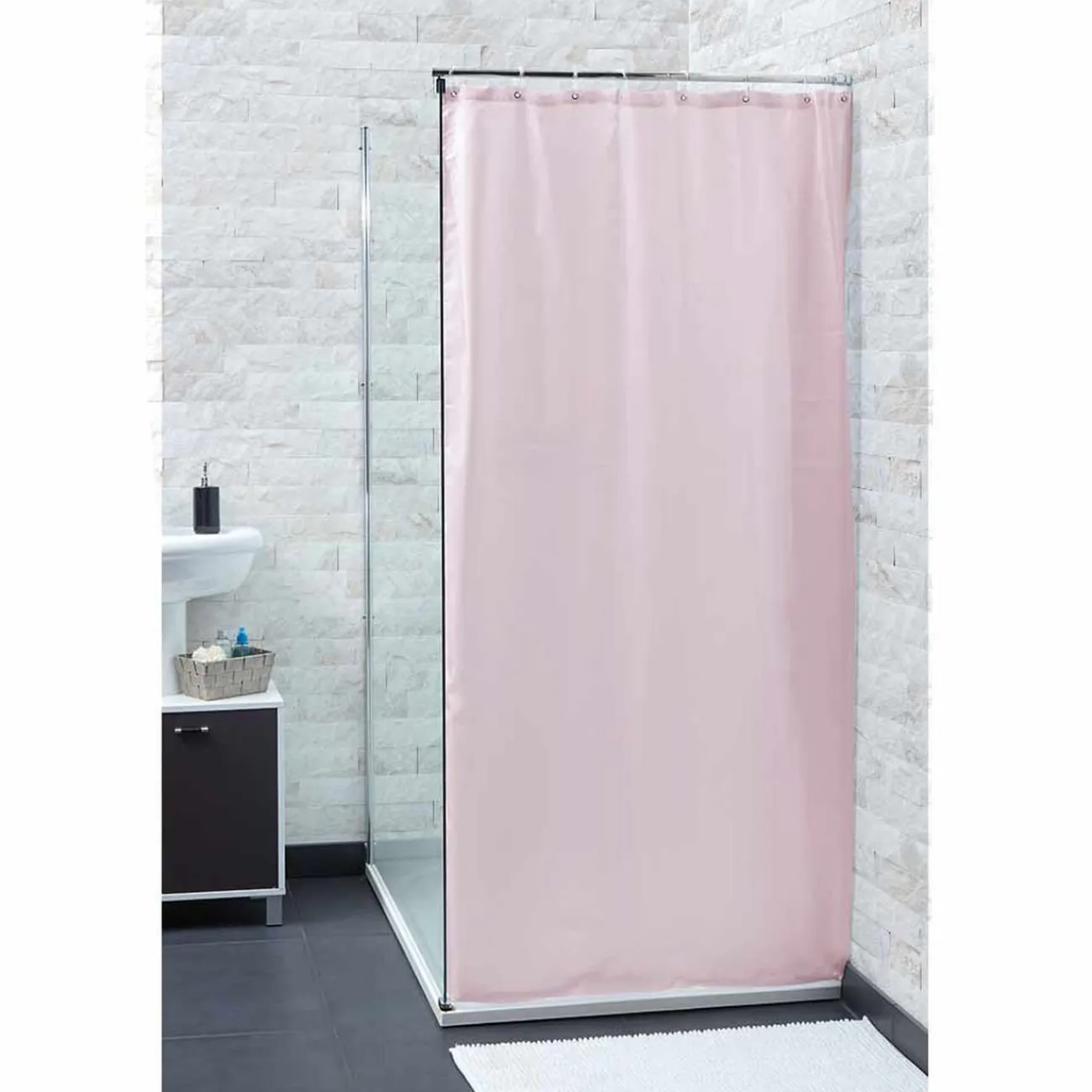 Gifi Equipement Douche^Rideau de douche rose