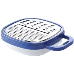 Outlet Gifi Râpe avec récipient en inox et plastique bleu