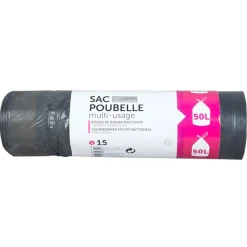 Gifi Nettoyage Et Entretien|Sac poubelle lien coulissant 50 L x15