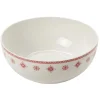 Sale Gifi Saladier en porcelaine blanche motif Noël flocons rouges