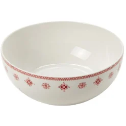 Sale Gifi Saladier en porcelaine blanche motif Noël flocons rouges