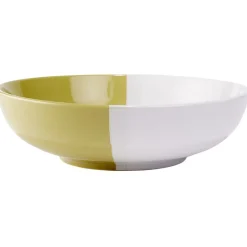 Outlet Gifi Saladier faïence bicolore vert et blanc Ø24xH6,4cm