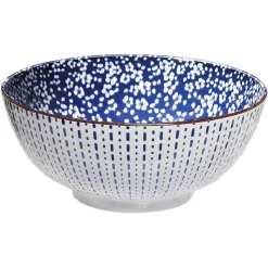 Sale Gifi Saladier motif fleuri bleu et blanc