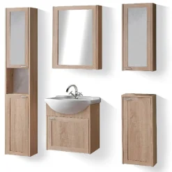 Gifi Aménagement Salle De Bain^Salle de bain 5 modules Emma chêne sonoma