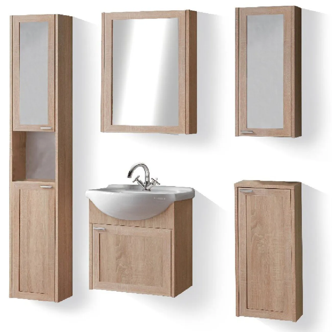 Gifi Aménagement Salle De Bain^Salle de bain 5 modules Emma chêne sonoma