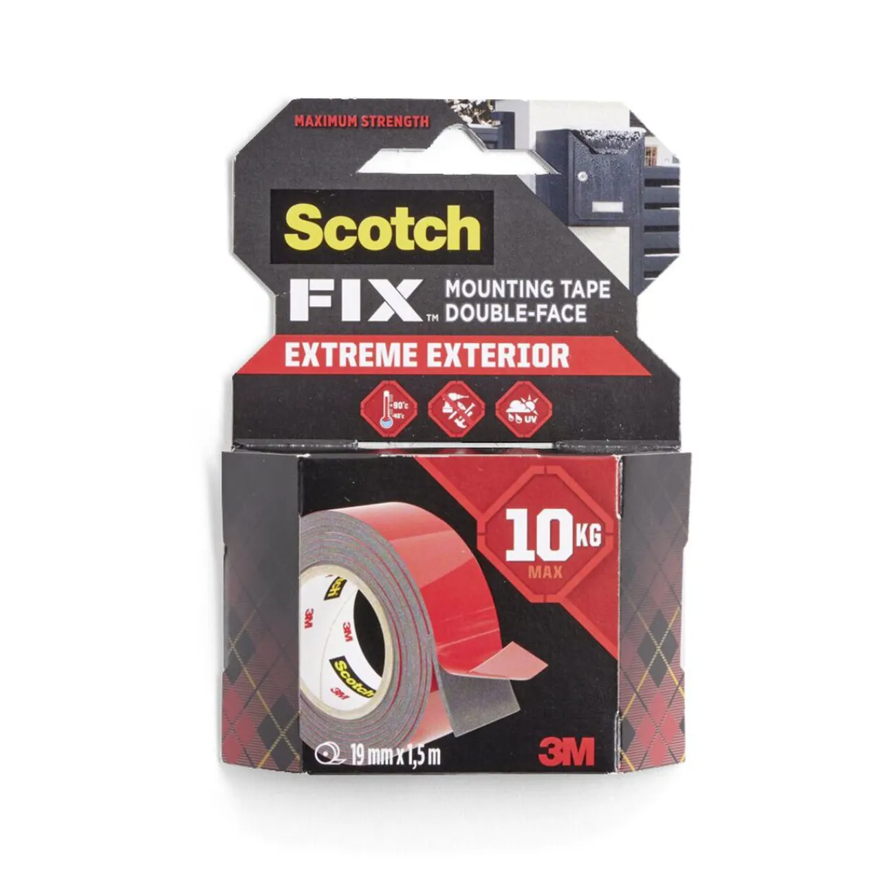 Gifi Colle Et Adhésif^Scotch adhésif double face fixation extrême extérieur charge 10kg 19mm 1,5m