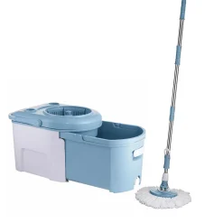 Gifi Nettoyage Et Entretien|Seau essoreur rétractable avec balai bleu gris et blanc