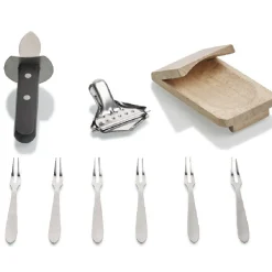 Clearance Gifi Service à huitres en inox et chêne 9 pièces