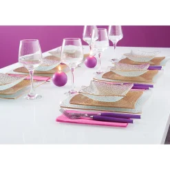 Sale Gifi Service vaisselle doré transparent 18 pièces