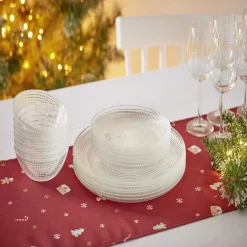 Sale Gifi Service vaisselle en verre transparent