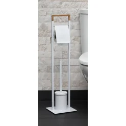 Gifi Equipement Wc^Serviteur papier WC avec brosse blanc naturel