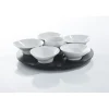 Outlet Gifi Set apéritif plateau tournant 6 coupelles noir et blanc