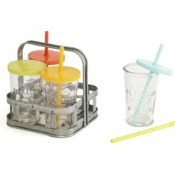 Outlet Gifi Set de verres avec pailles et support