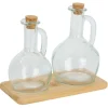 Outlet Gifi Set huilier et vinaigrier en verre et bouchon bambou