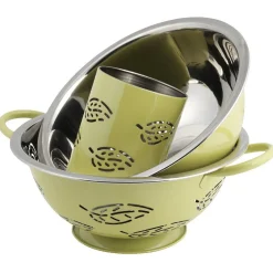 Hot Gifi Set passoire, saladier, porte-ustensiles vert design feuille