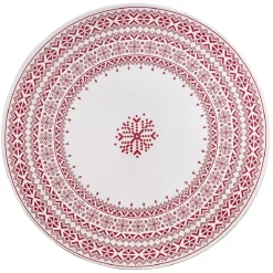 Outlet Gifi Sous assiette en plastique blanc motif Noël flocons rouge