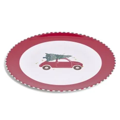 Sale Gifi Sous assiette rond Noël rouge motif voiture Ø33cm