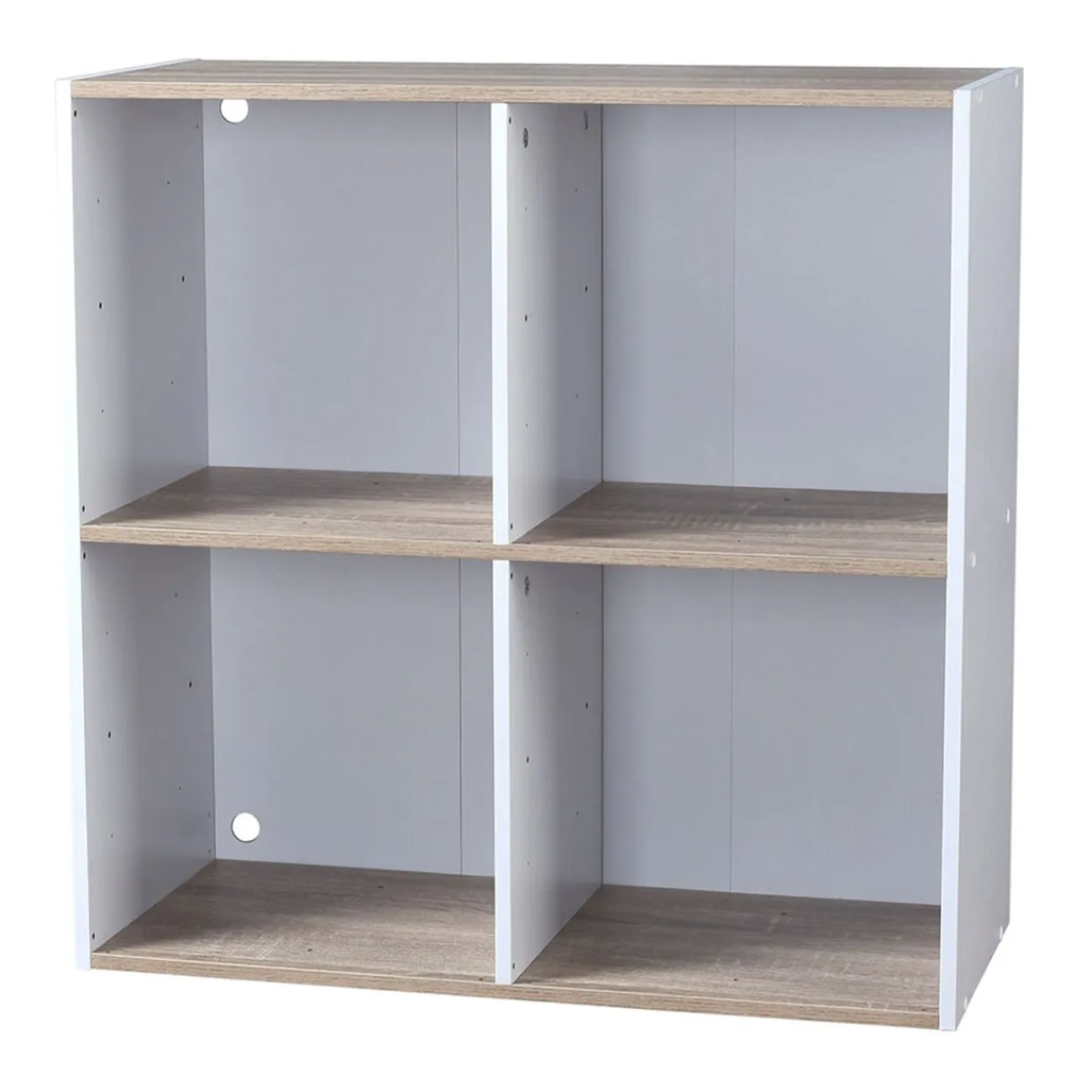 Gifi Rangement|Structure carrée 4 casiers Box Cube blanc et naturel 69,2x30xH69,2cm