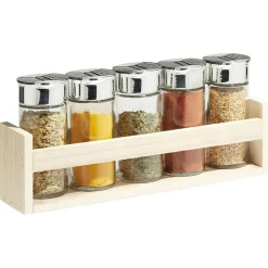 Best Gifi Support à épices en bois avec pot en verre x5