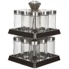 Gifi Support à épices noir 16 bocaux en verre et inox 2 étages