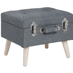 Gifi Rangement|Tabouret Malory gris clair avec malle intégrée