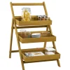 Sale Gifi Étagere Paulownia design escabeau en bois 3 niveaux