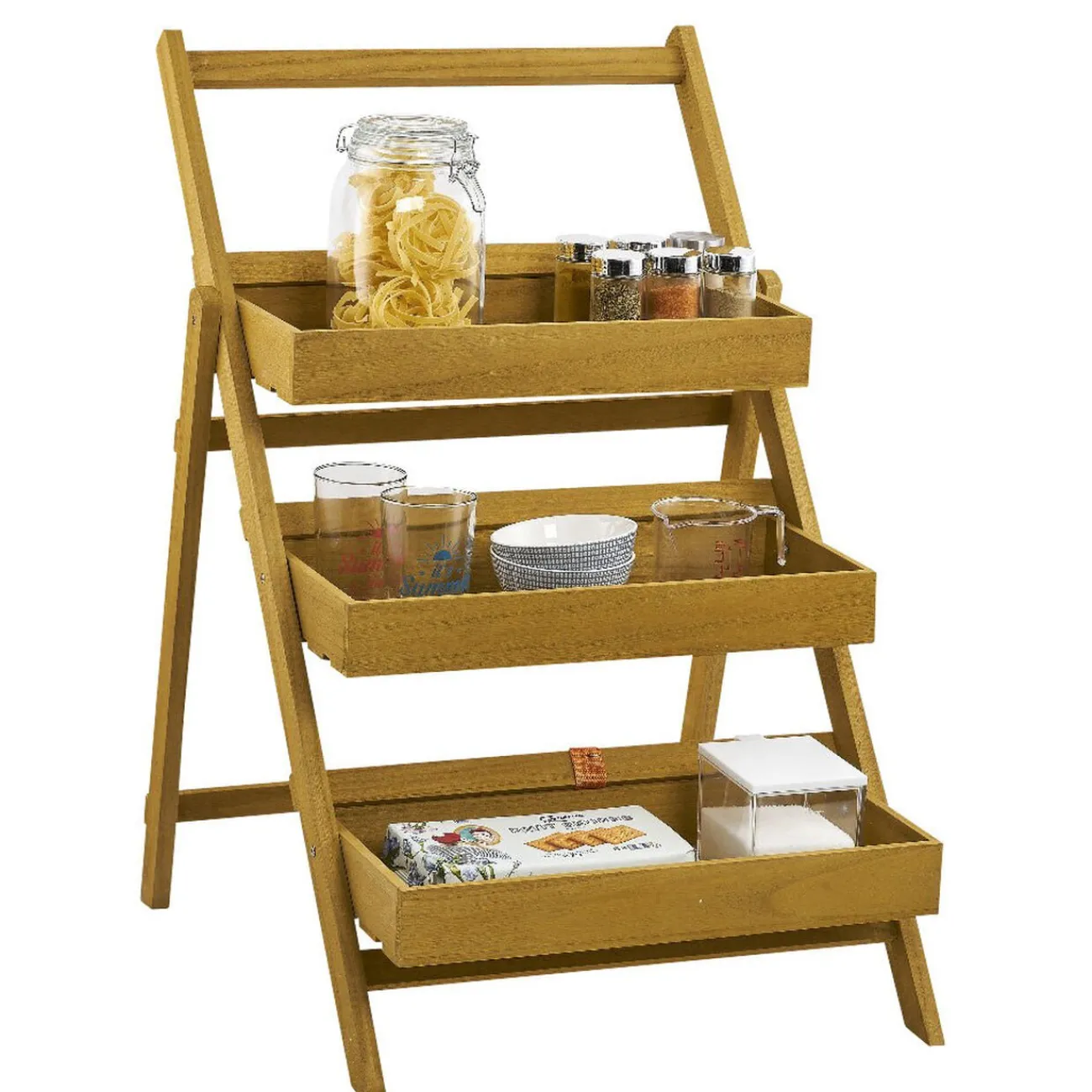 Sale Gifi Étagere Paulownia design escabeau en bois 3 niveaux