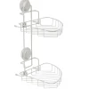 Gifi Equipement Douche^Étagère de douche 2 paniers d angle à ventouse blanc