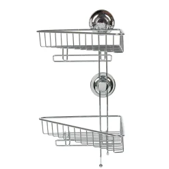 Gifi Equipement Douche^Étagère de douche 2 paniers d angle à ventouse gris