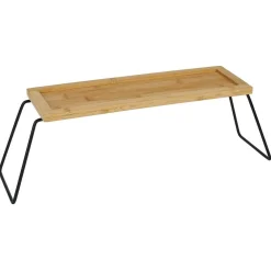 Online Gifi Étagère de rangement en bambou et pieds en métal noir 36x12xH15cm