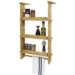 Clearance Gifi Étagère latérale pour réfrigérateur 3 niveaux en bambou 42x10xH73 cm